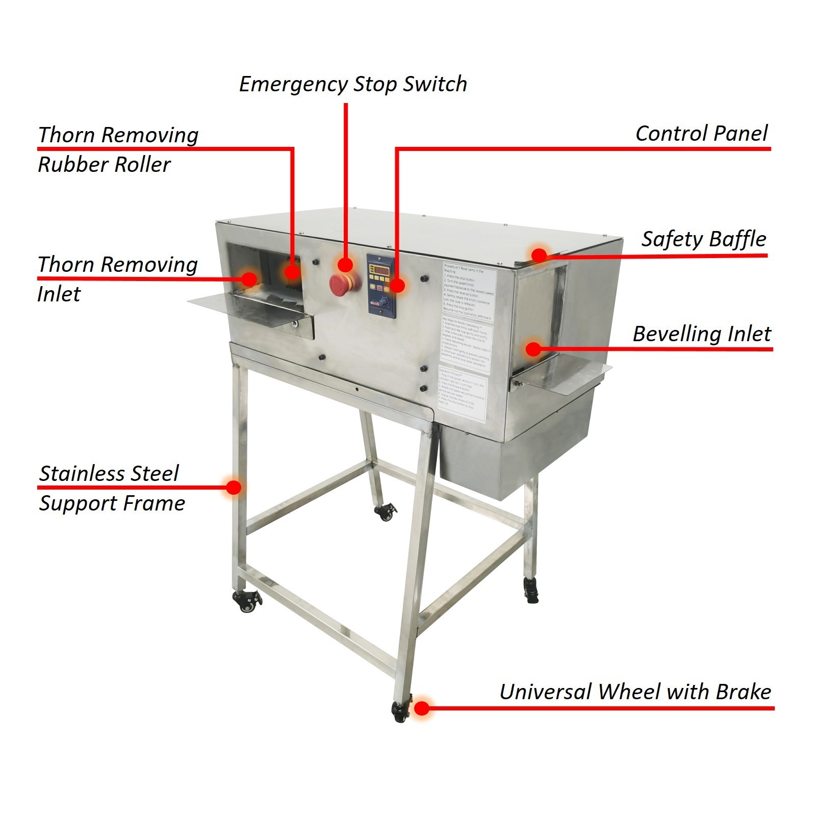 110V Adjustable Speed Rose Thorn Remover Thorn Removing Machine Stainless