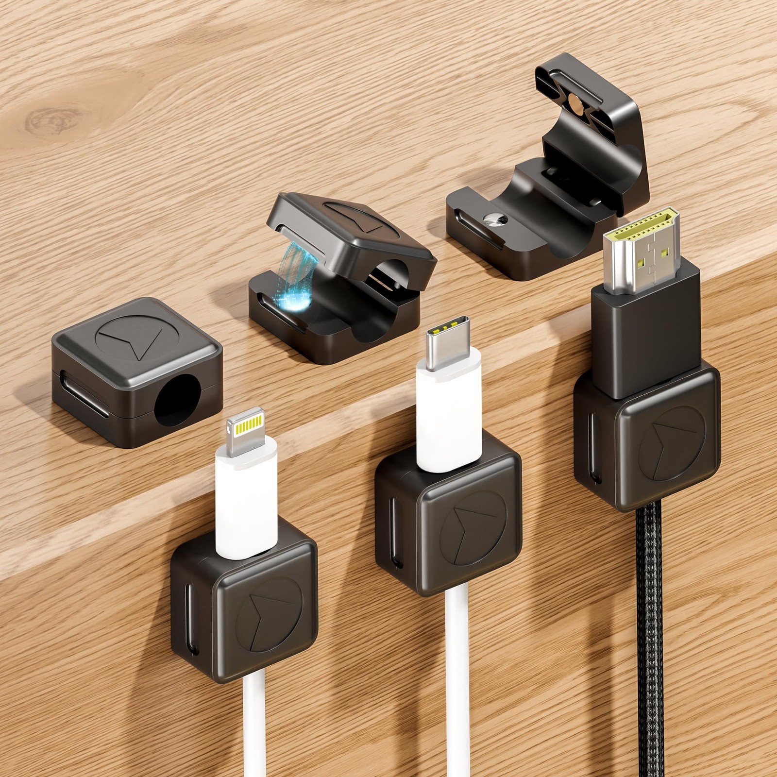 6 Pack Magnetic Cable Clips, Wire Cord Holder Organizer for 6 Pack, Black