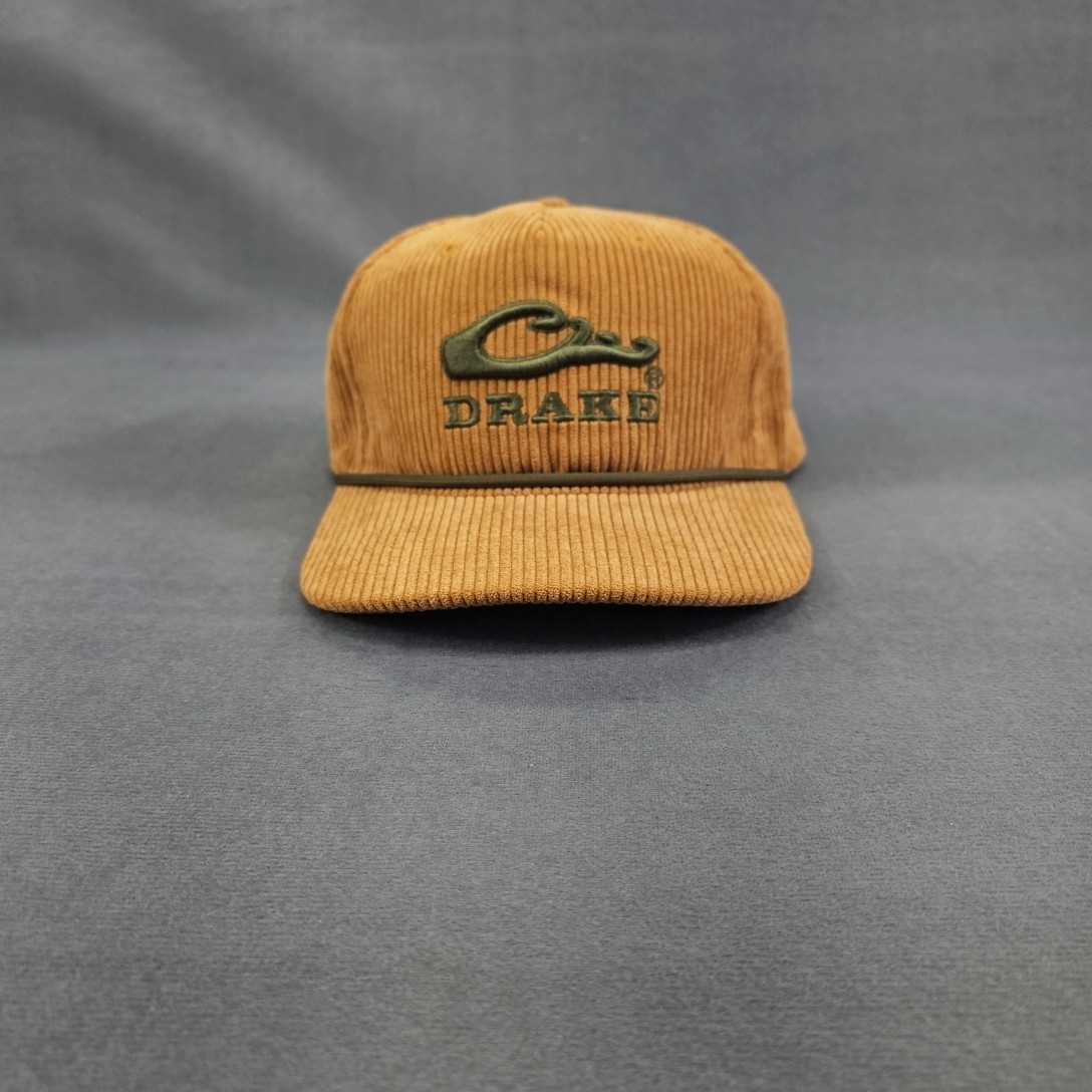Drake Waterfowl  X Lost Hat Goat Rope Cap, 3D Emblem, Rust/Olive Corduroy - New