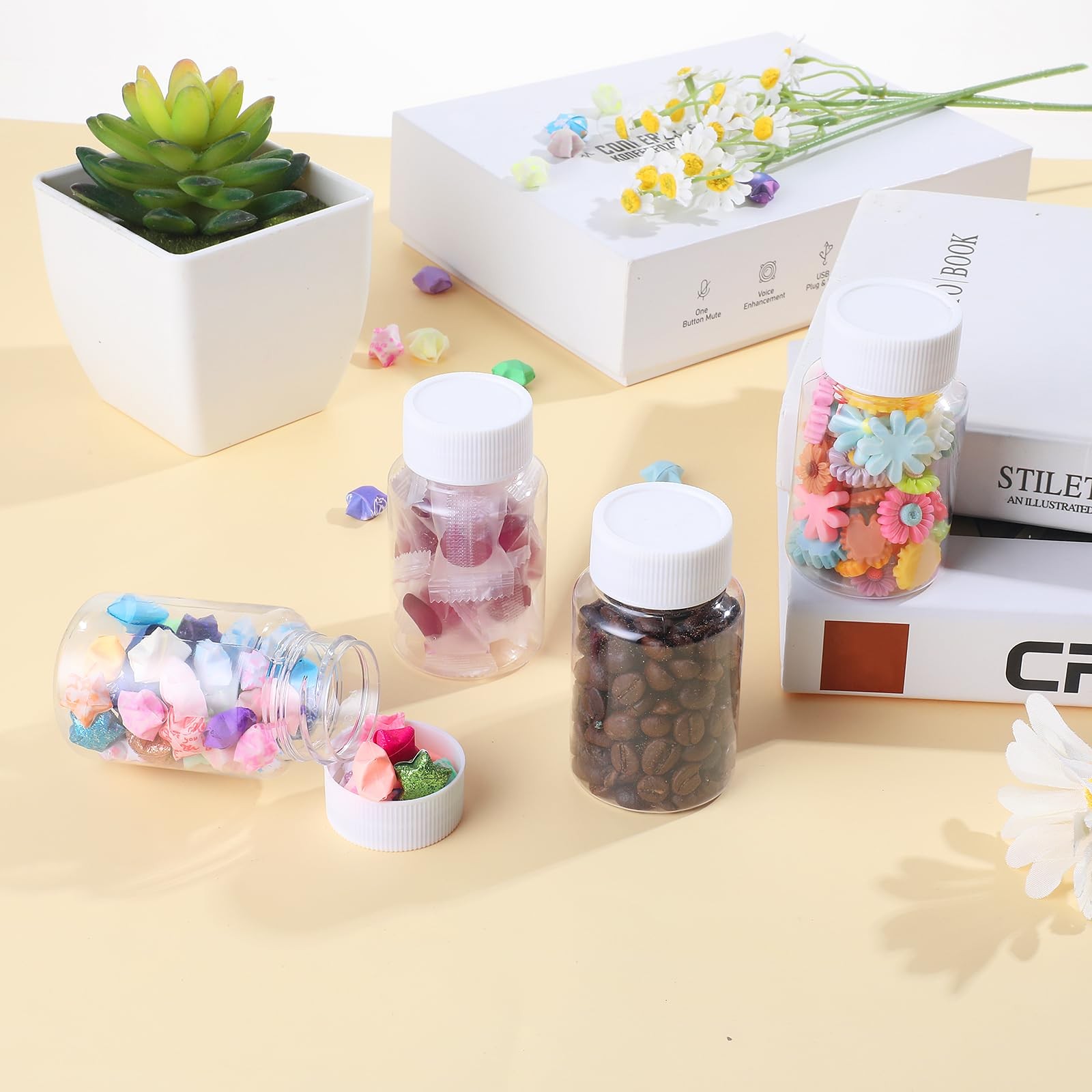 4Pcs Clear Pill Bottles, Empty Plastic Medicine Bottles, Reagent Bottle with ...