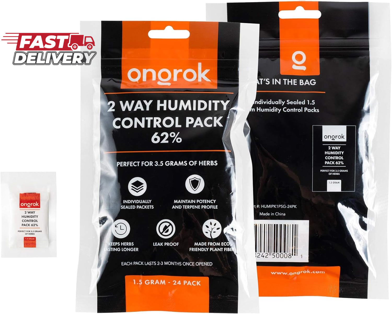 ONGROK 2 Way Humidity Control Packets, 62% RH, Each Pack Good for up to 1/8 Oz,