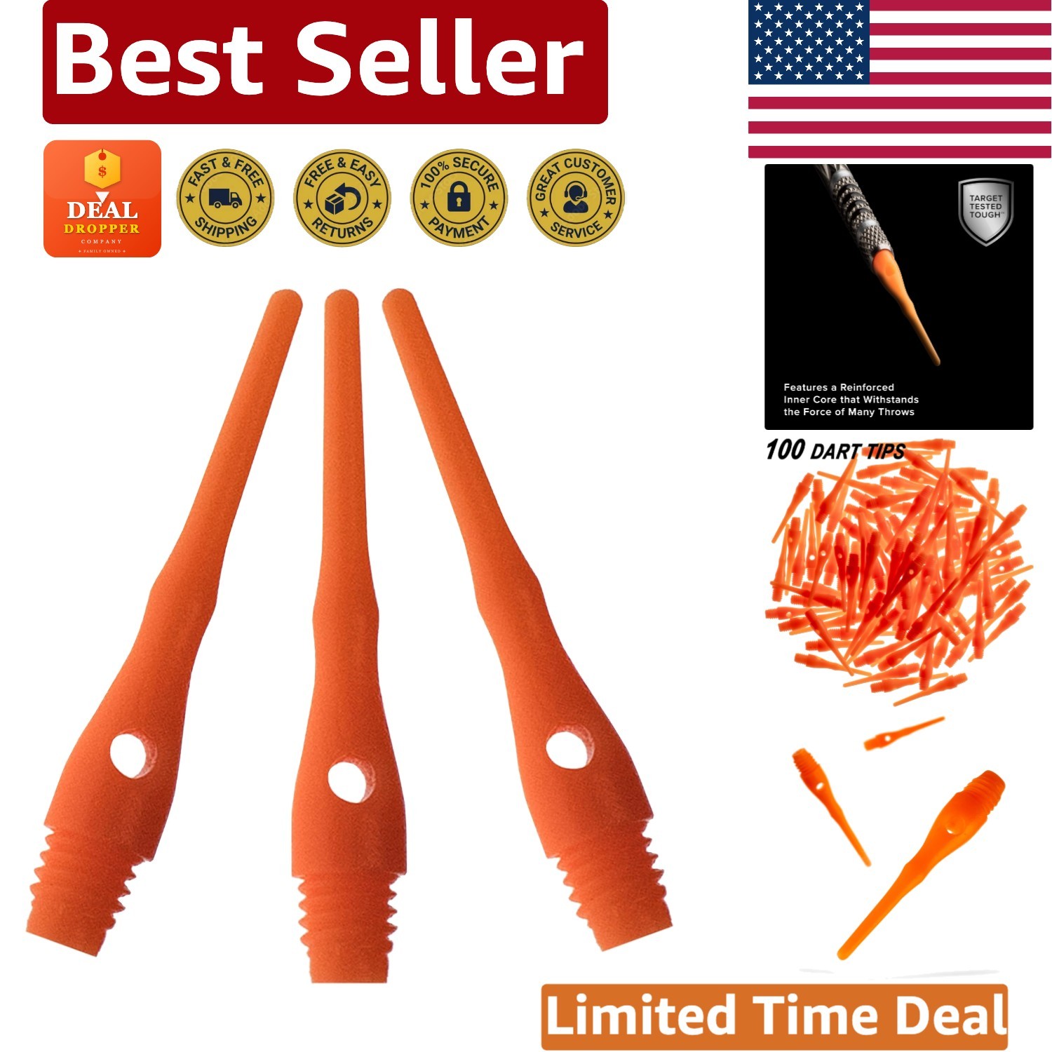 Replacement Soft Tip Dart Points - Viper Tufflex III 100 Pack, 1.25" Length