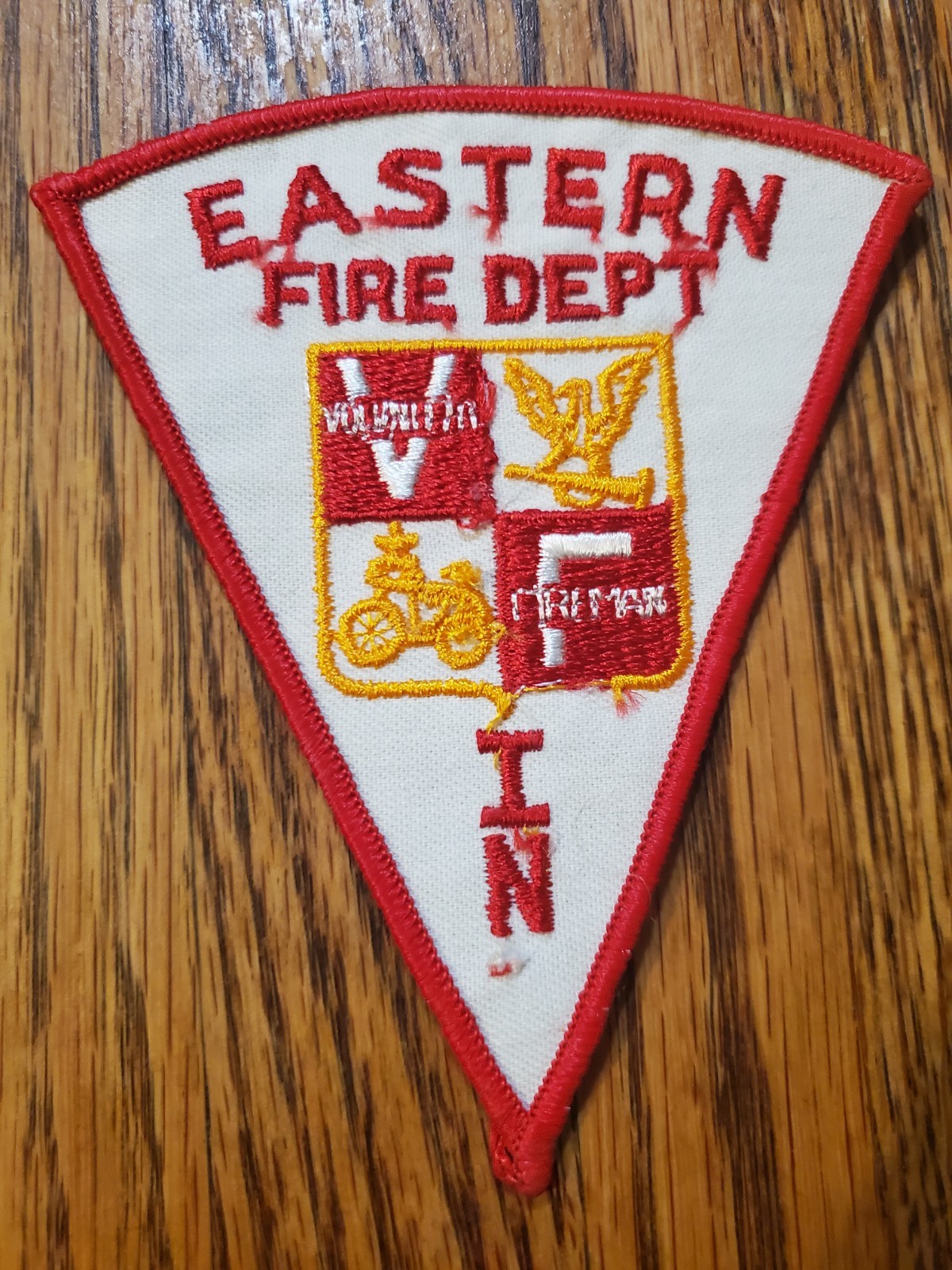 Vintage Eastern Fire Department shoulder patch from Indiana.