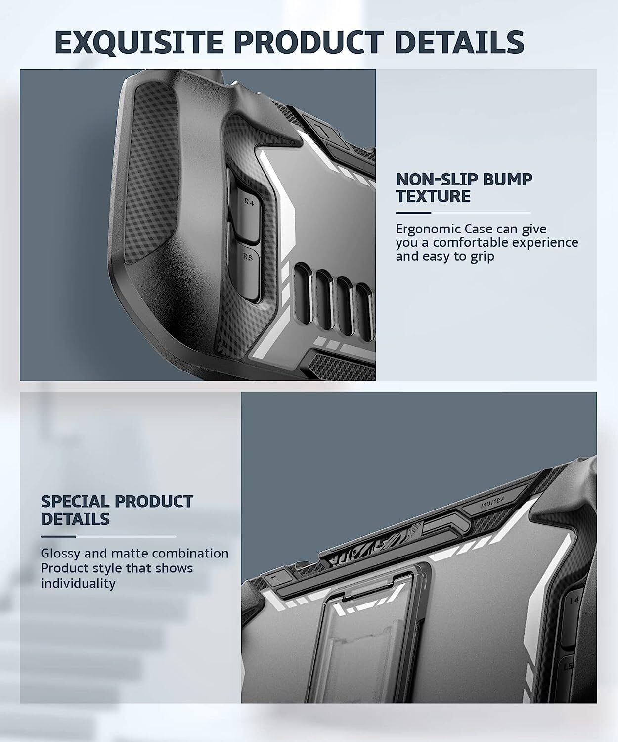 Mumba For Steam Deck 2022 Console Grip Case with Kickstand Ergonomic Cover Shell