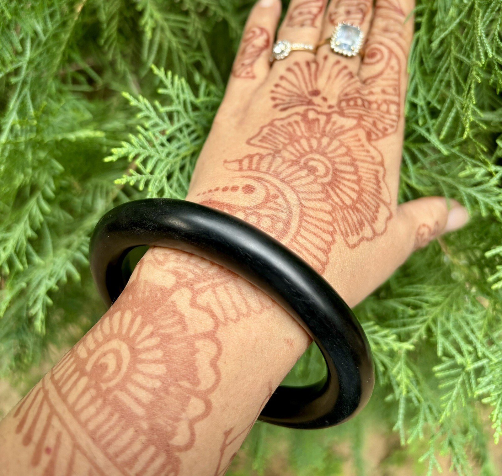 Ebony Wood Karungali Mens Bangle Bracelet Jewelry Handmade 72 mm Dia 13 mm round