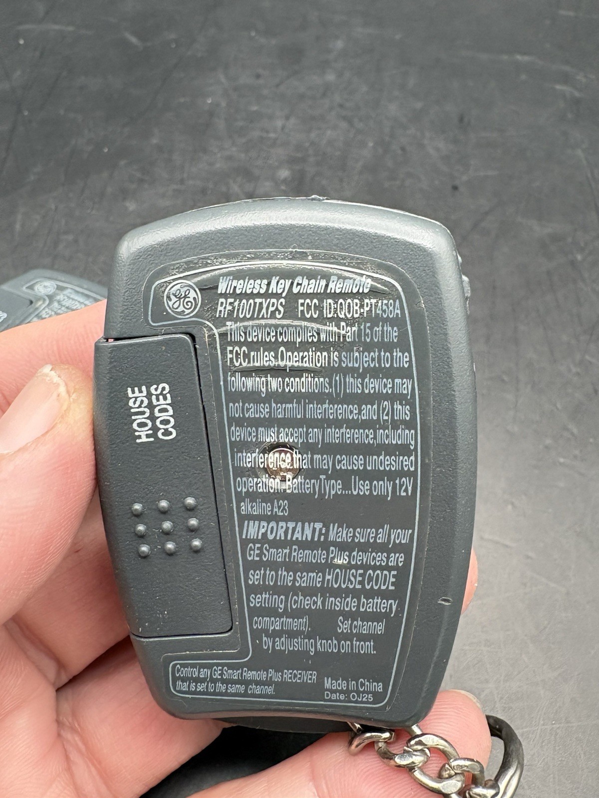 GE Smart Remote Plus Device Wireless Keychain Remote RF100TXPS FCCID:QOB-PT458A