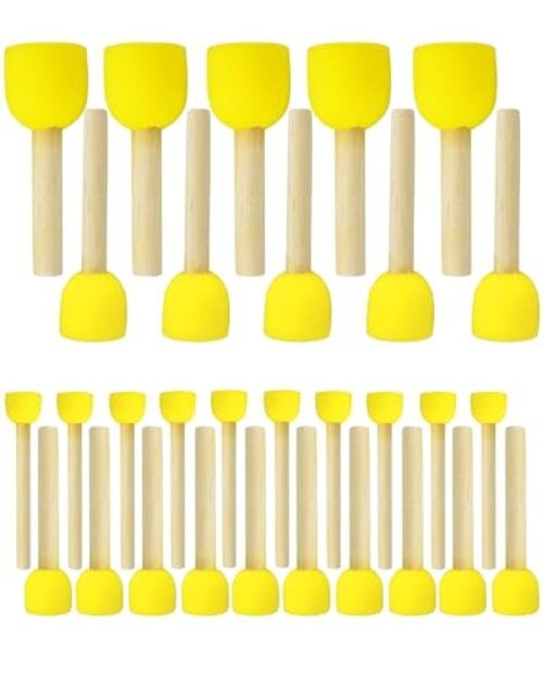 30 Pcs Assorted Size Round Sponges Brush Set 4 Sizes DIY Painting 30Pcs Yellow