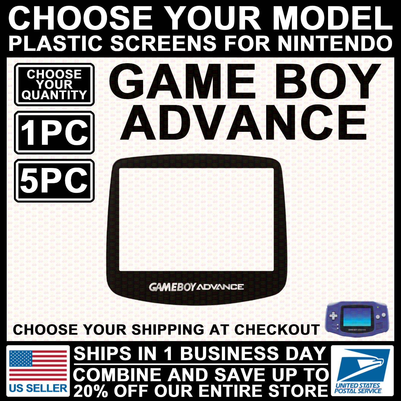 NEW Screen Lens for Nintendo Game Boy Advance GBA Replacement Adhesive