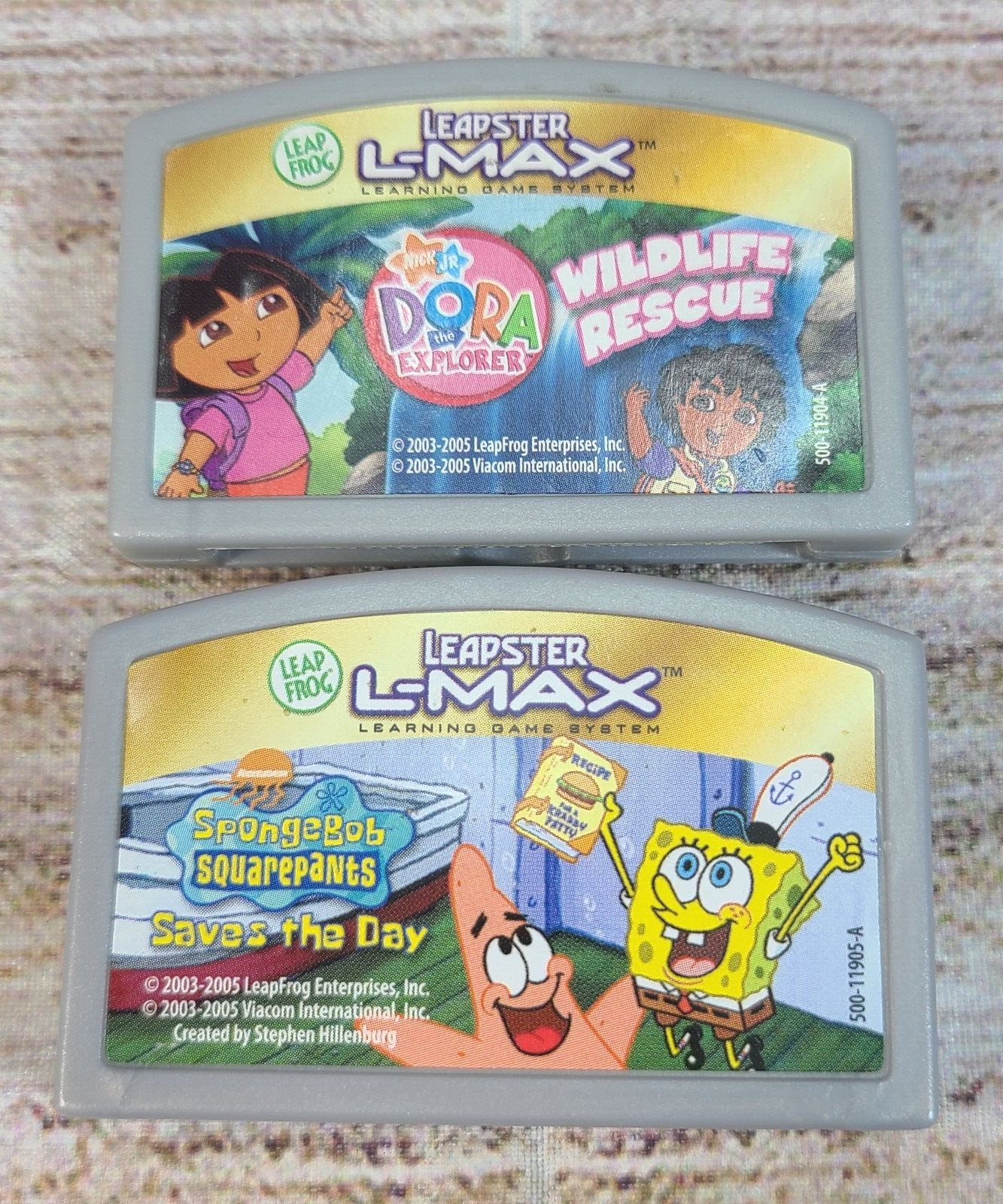 Leapster L-Max Games Dora the Explorer Wildlife Rescue Spongebob Saves the Day