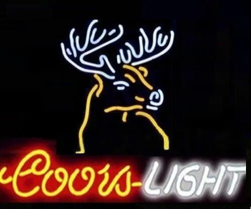 Coors Light Deer Buck Beer Hunters 17"x14" Neon Sign Bar Real Glass Club Decor