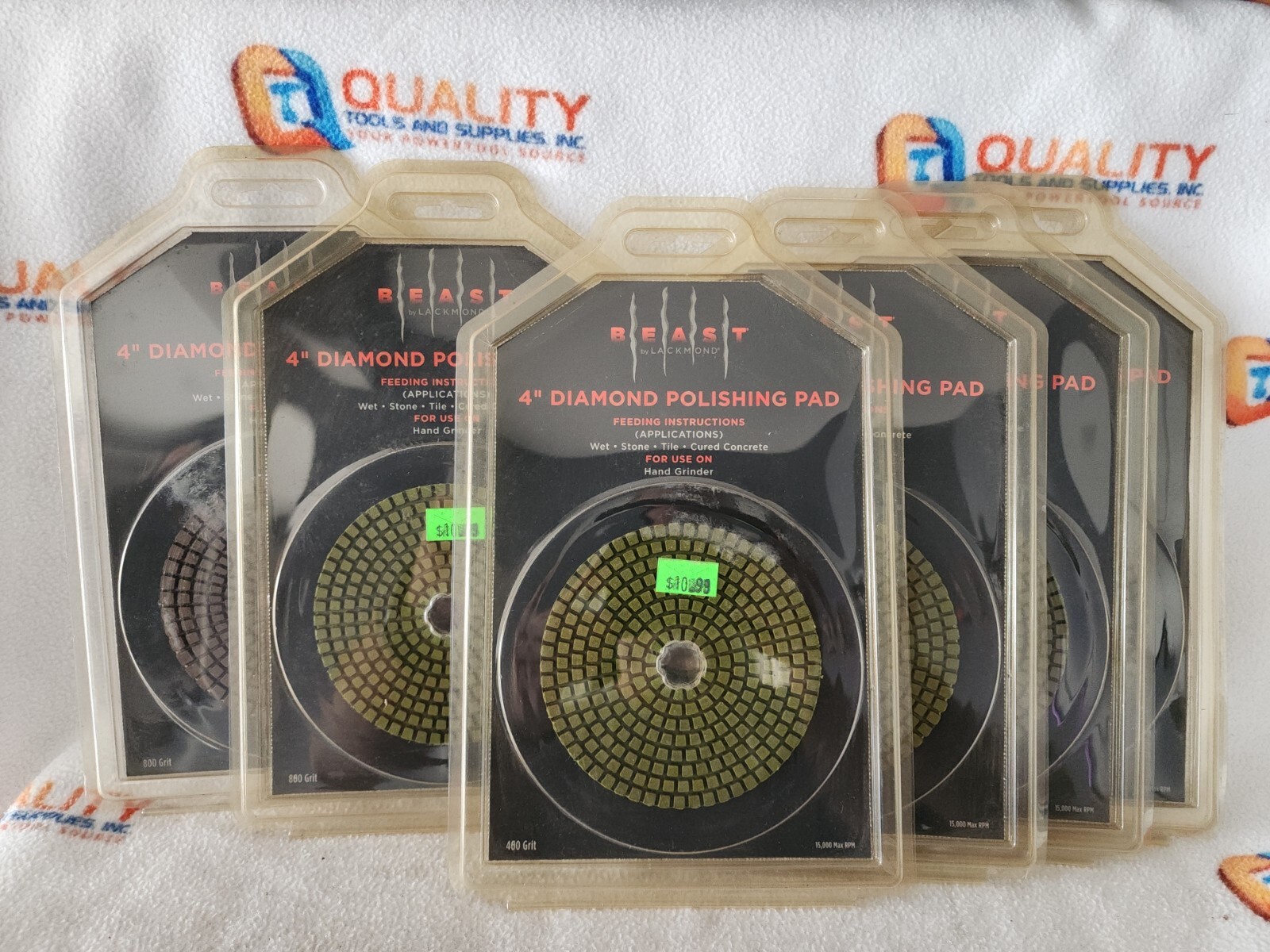 Beast 4" Diamond Polishing Pad 800 Grit - 2Pk & 400 Grit - 4Pk