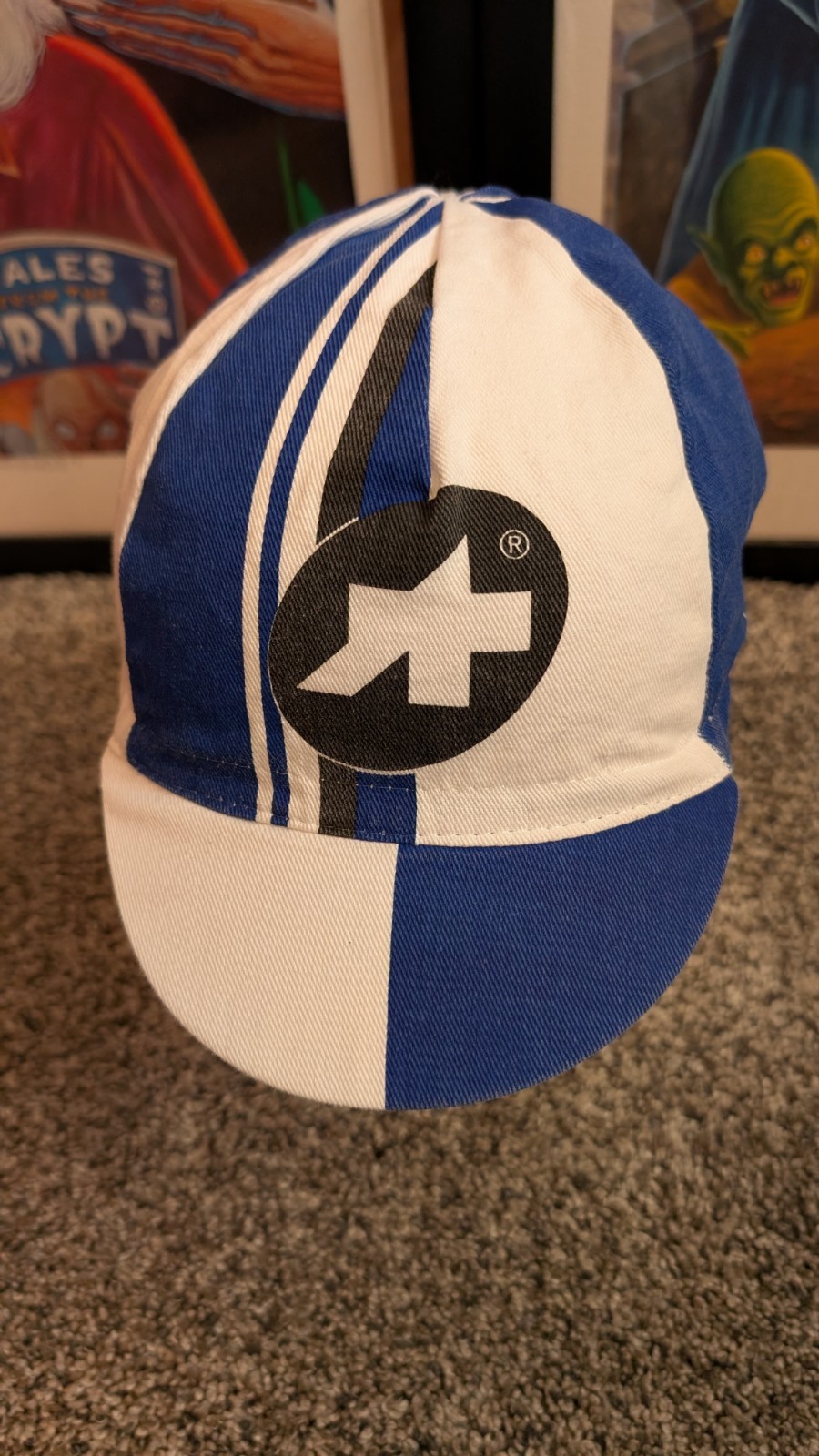 Assos Cycling Hat Cap Adult One Size Stretch Blue White #29 Made in Italy Race