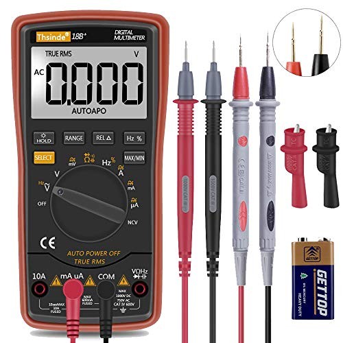 Auto Ranging Digital Multimeter TRMS 6000 with Battery Alligator Clips Orange