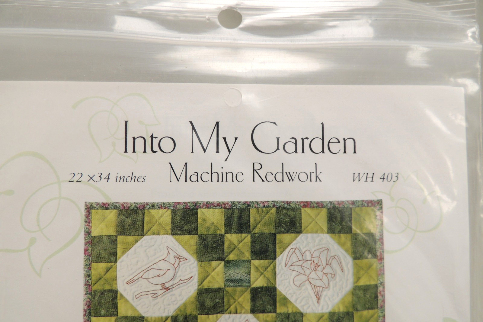 Quilt Pattern Machine Redwork "Into My Garden" - Wall Quilt 22" x 34"