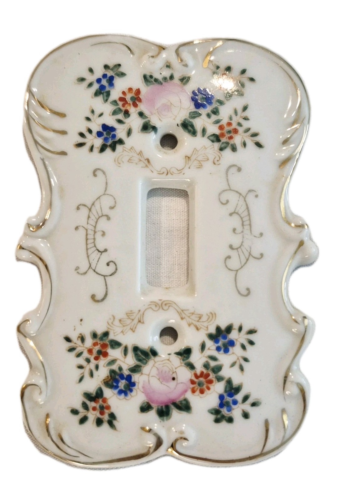 porcelain floral switch-plate made in Japan floral and gold vintage hand-painted