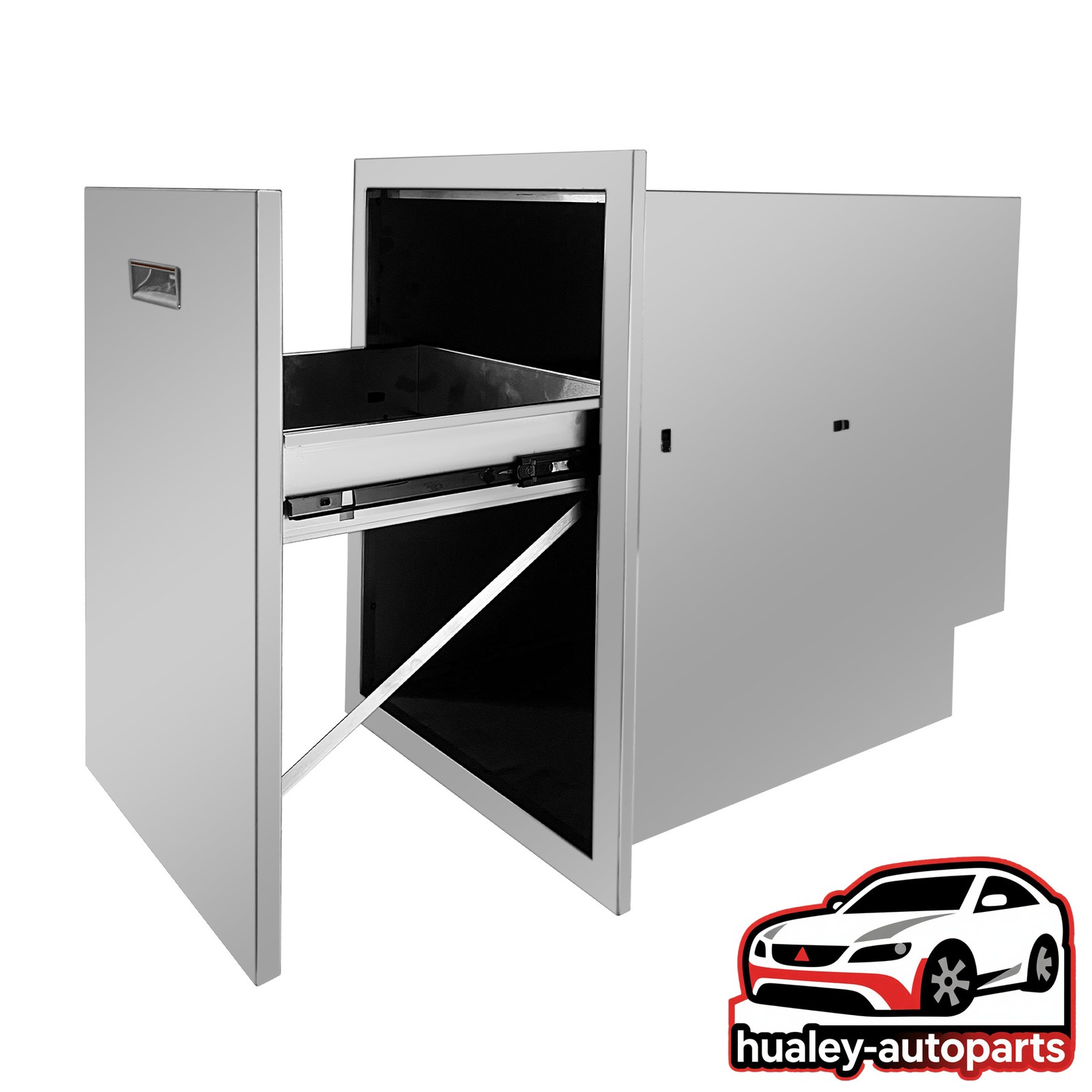 Bin with Pull-Out Tray Stainless Steel Out Trash Drawer 22.8"D x 17.7"W x 25"H