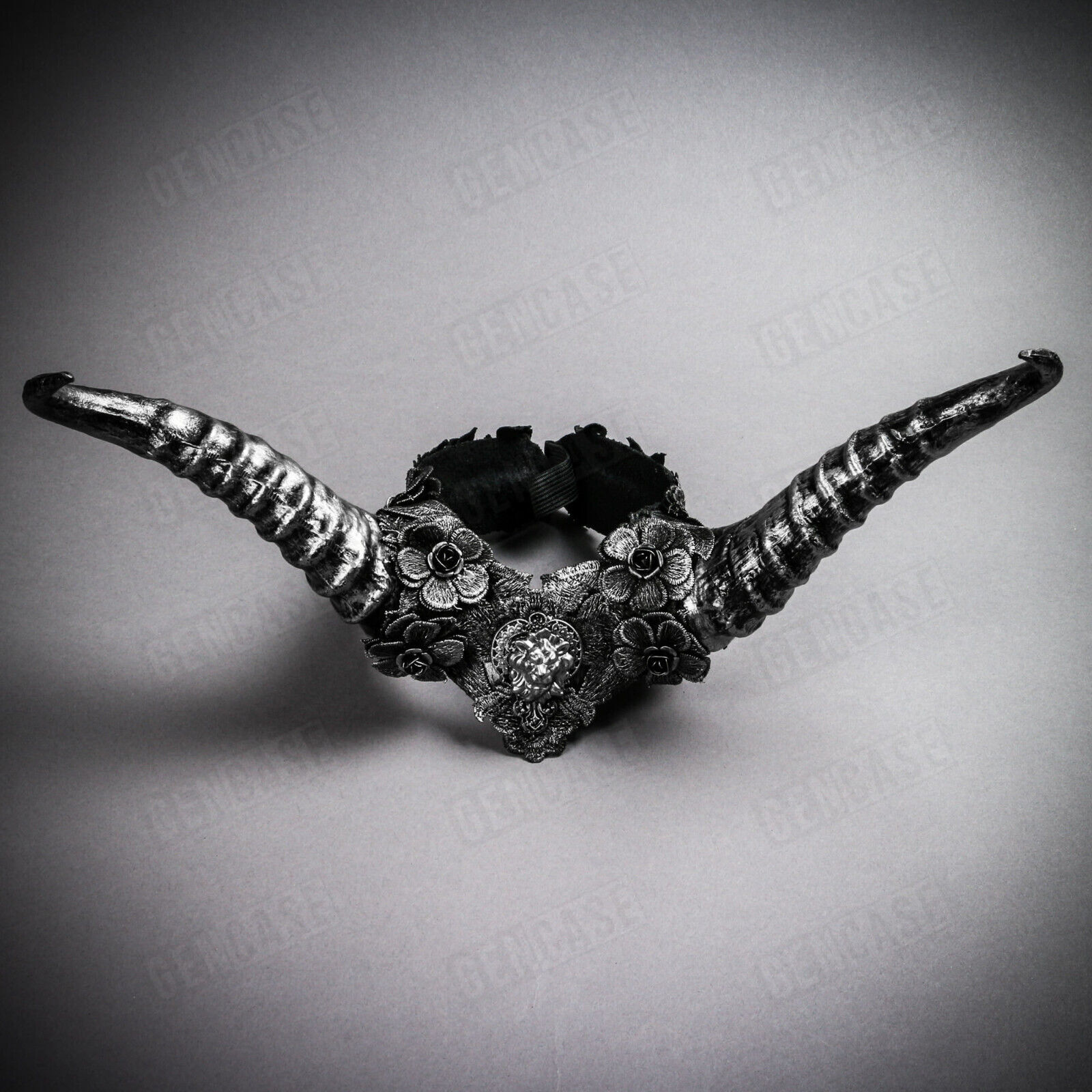 Black Silver Fairy Long Horn w/ Lace Head Piece Halloween Women Costume Headgear