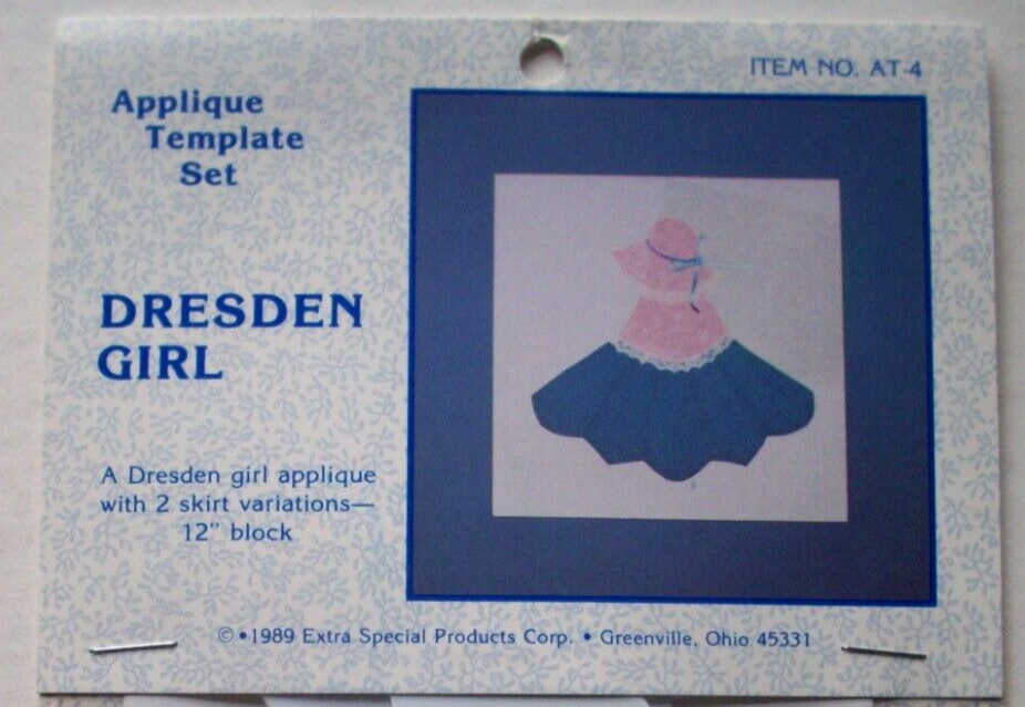 Dresden Girl applique plastic quilt template set unopen