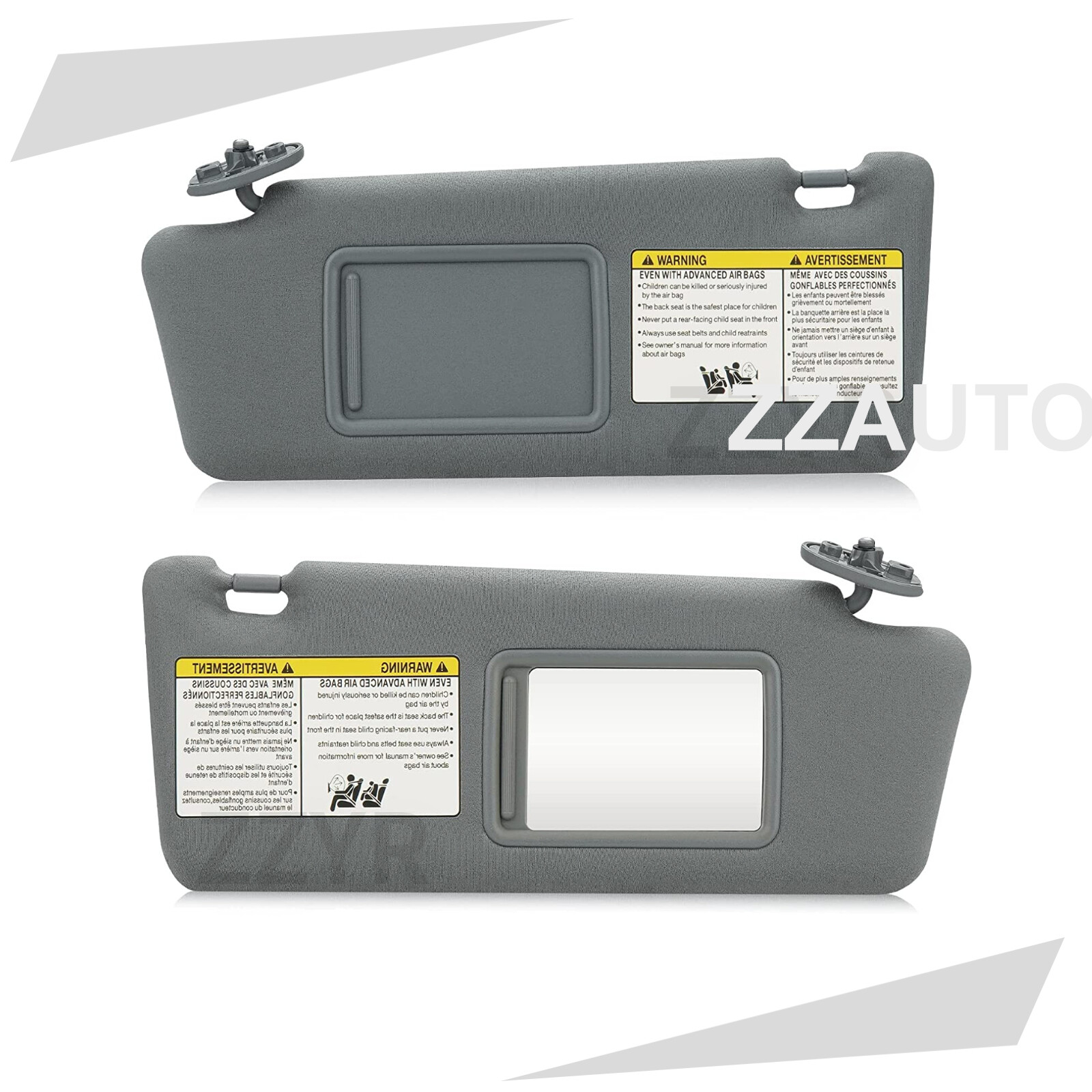 Sun Visor LH Driver & RH Passenger Side Gray 1 Pair for 2005-2015 Toyota Tacoma