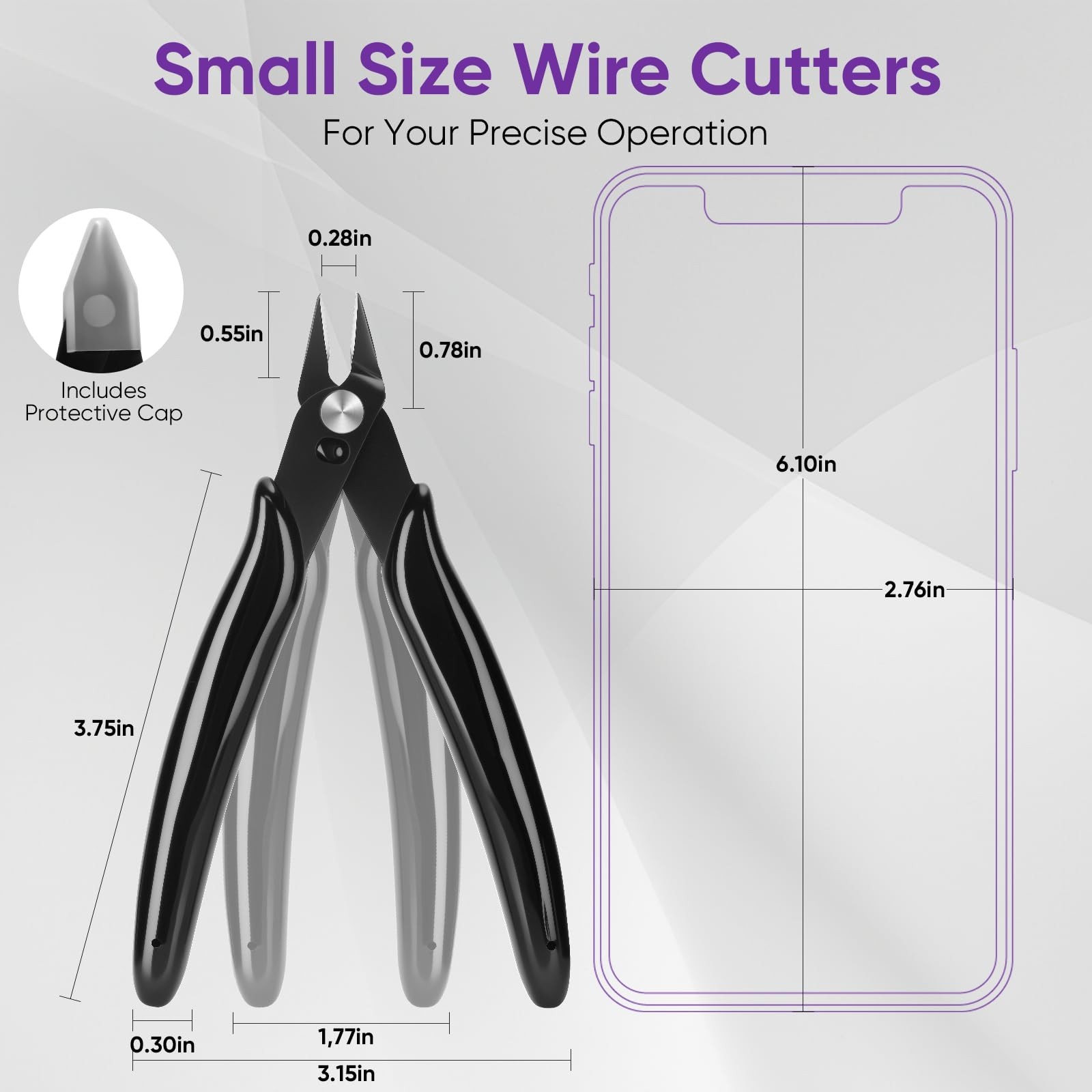 PamMittul 5 Inch Micro Wire Cutters, 2 Pack Precision Flush Cutters, Sharp Zip