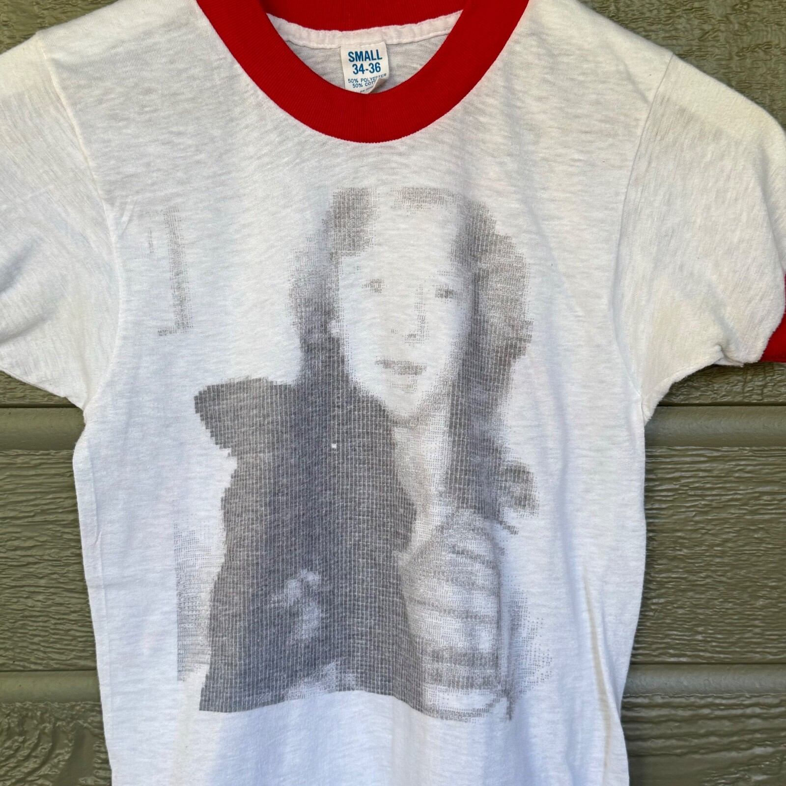 Vintage T-Shirt w/ Early Iron On Transfer Made from Computer Printer 1980s Small