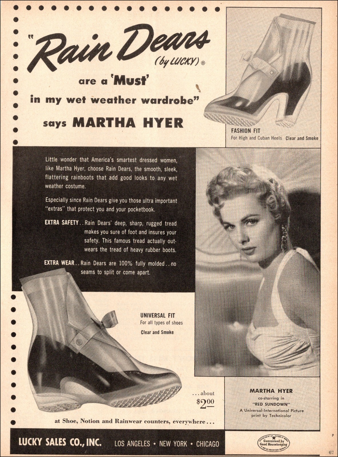 1955 vintage AD RAIN DEARS Wet Weather covering for shoes w/ MARTHA HYER 061221