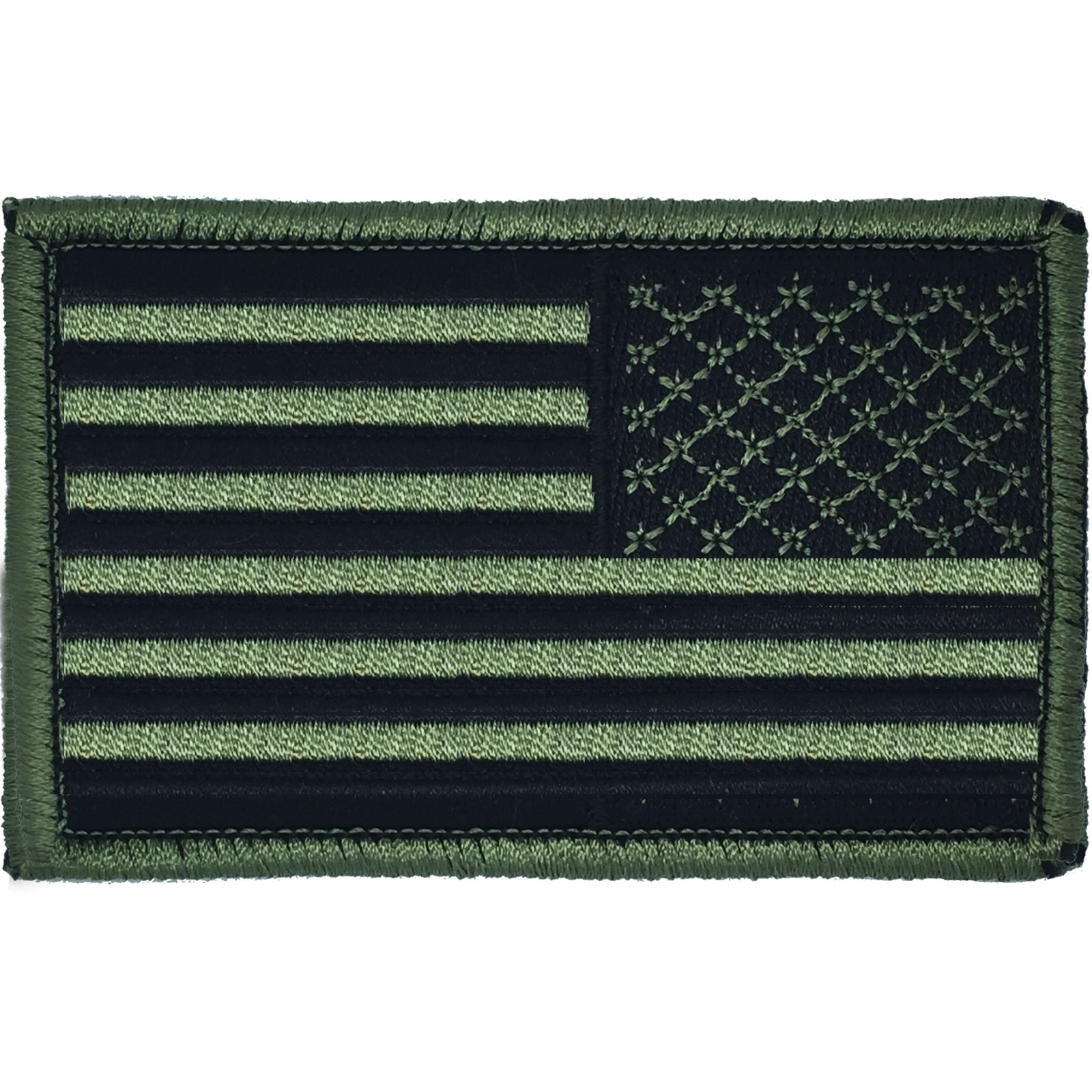 UNITED STATES OF AMERICA FLAG PATCH: Olive Drab & Black in Reverse, Size 3.5"...