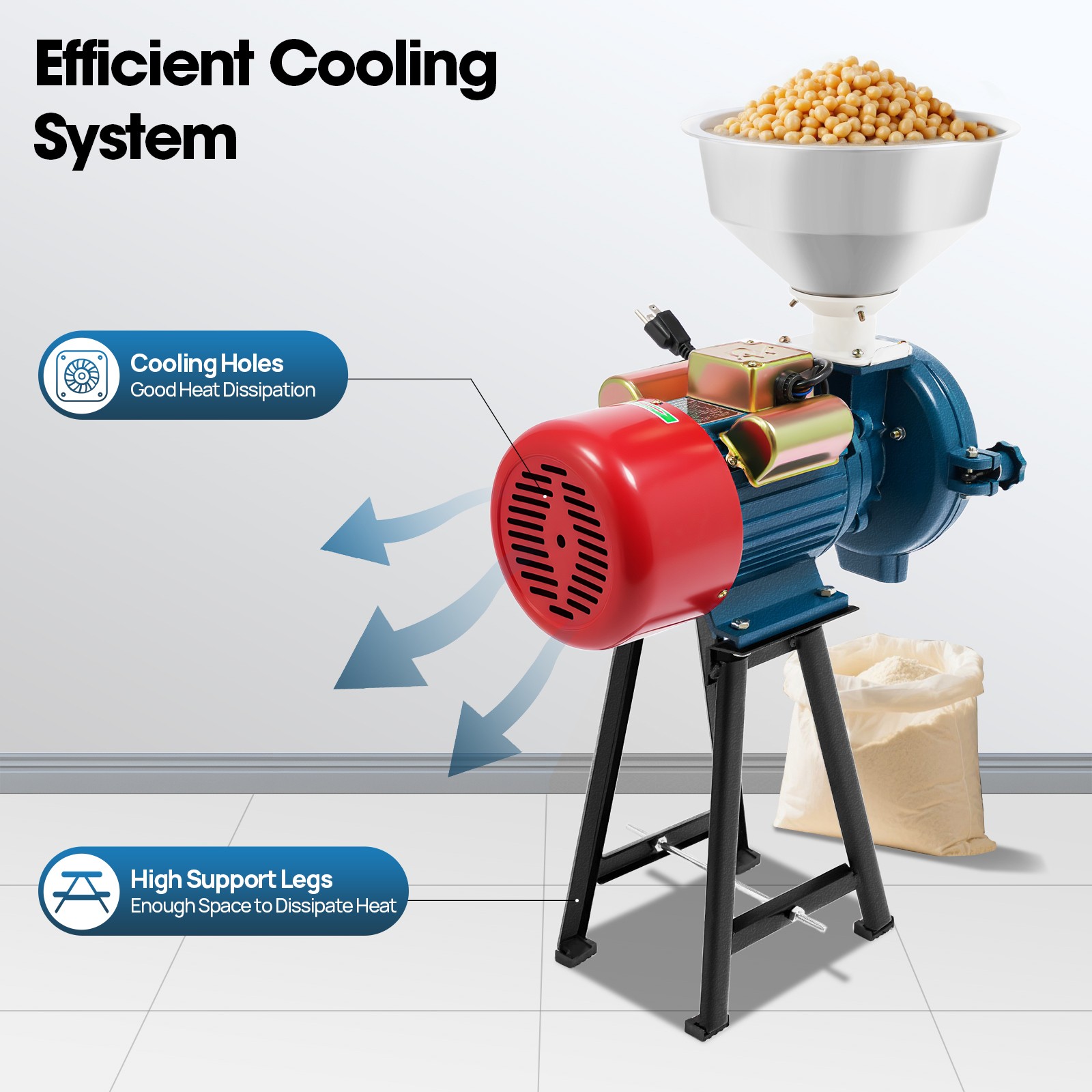 2200W Electric DIY Grinder Dry Feed/Flour Mill Cereals Grain Corn Wheat 220V