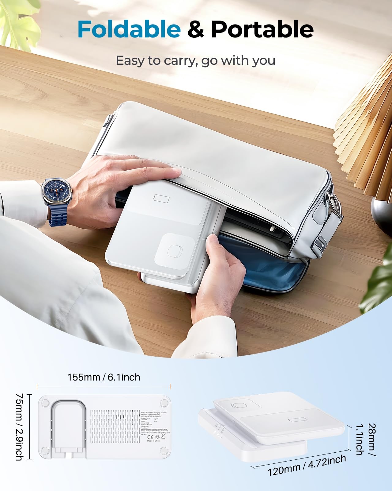 EGV Wireless Charger for Samsung – 3 in 1 Charging Station White