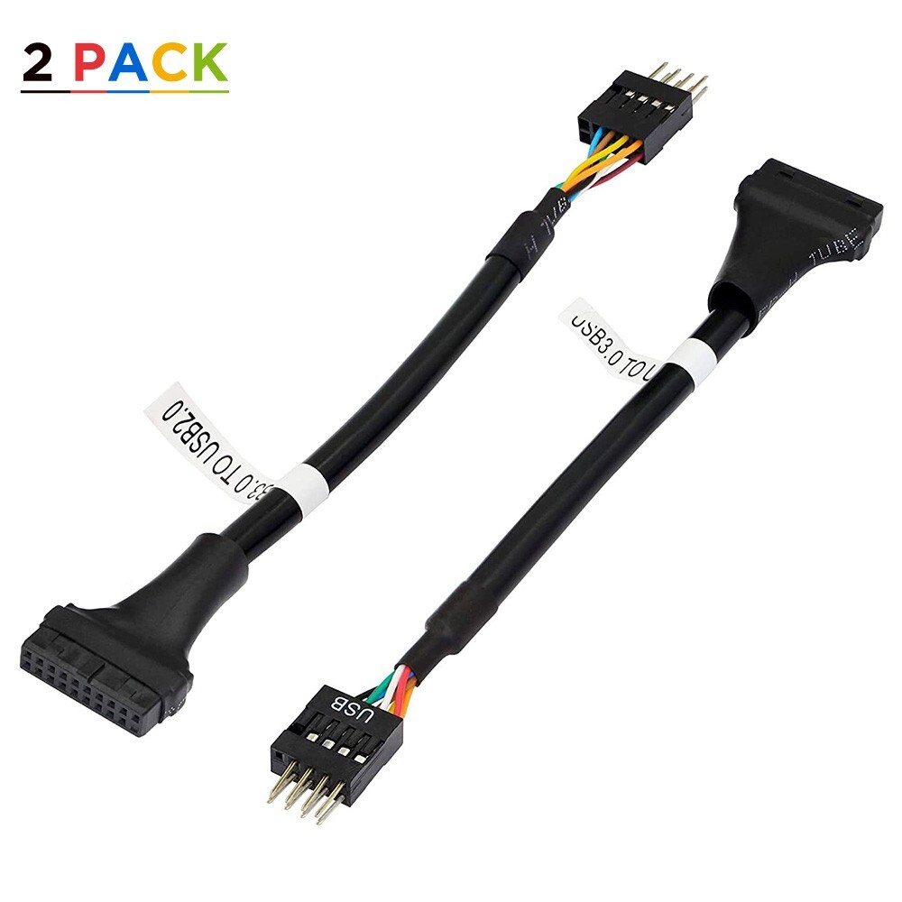 2x USB 3.0 19 Pin Female to USB 2.0 9 Pin Male PC Motherboard Cable Adapter