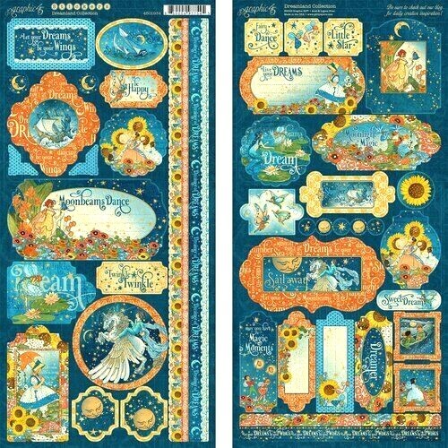 Graphic 45 Dreamland Collection 12" Cardstock Tag Label Accent Border Stickers