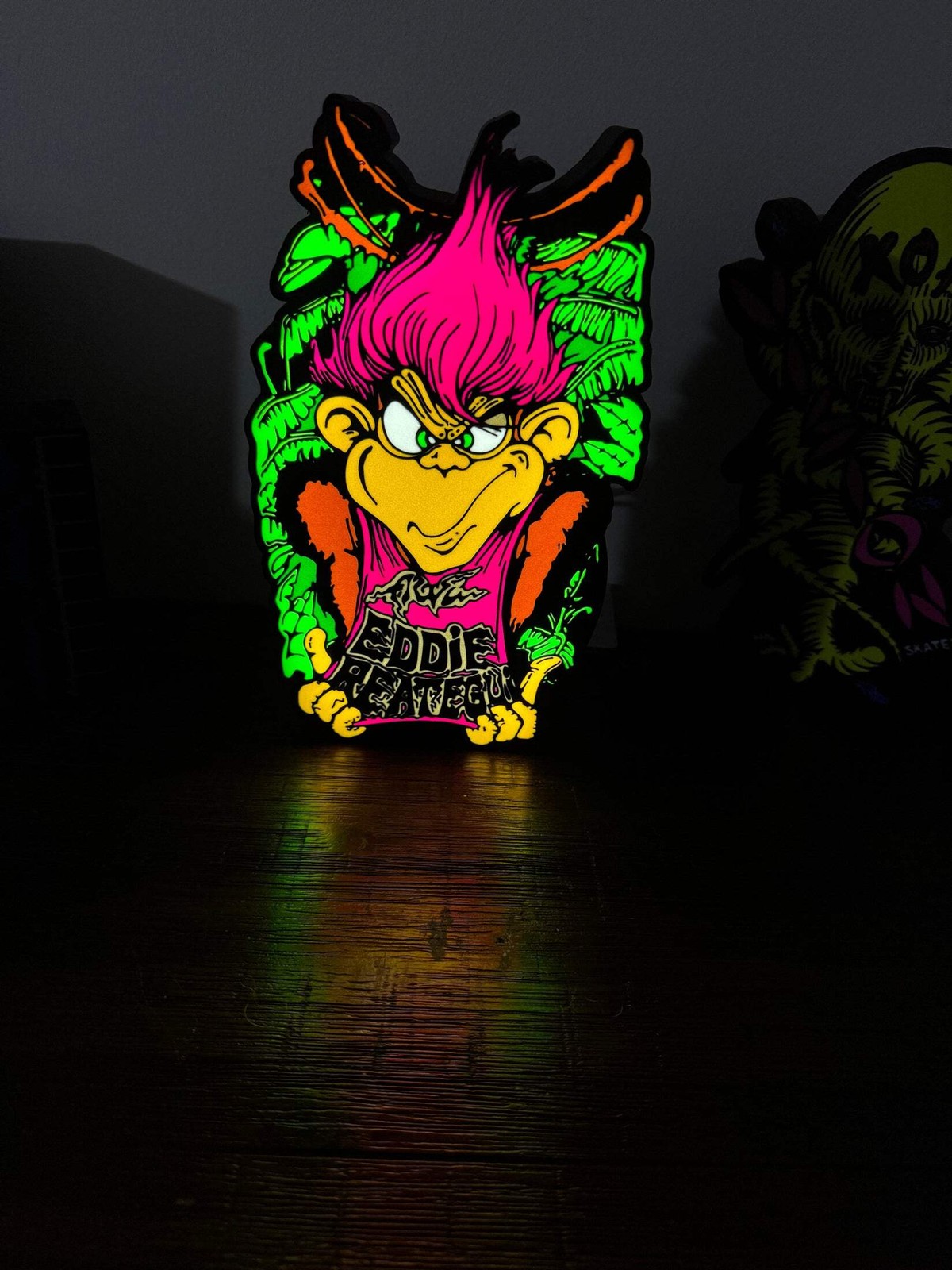 Eddie Reategui Alva - Monkey - Skate Artwork - LED Light up artwork / Wall Art /