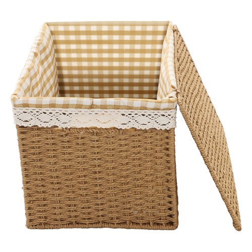 Large Storage Bin Rope Woven Basket Storage Basket with Lid/Handle & Liner