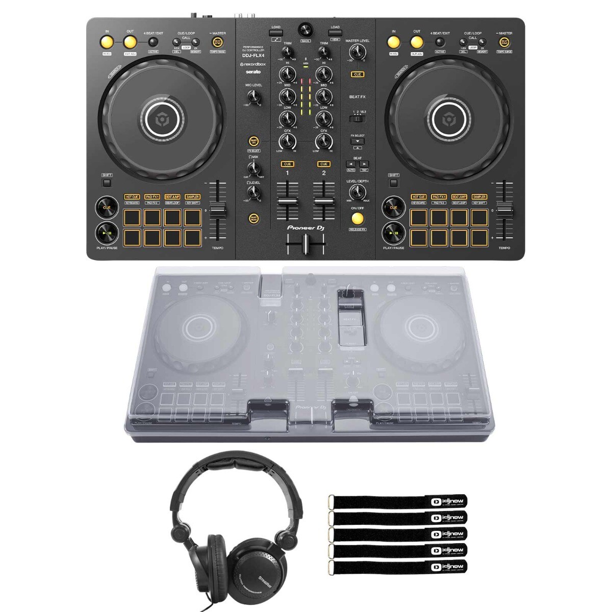 Pioneer DDJ-FLX4 2-Channel Rekordbox Serato DJ Controller w Cover & Headphones