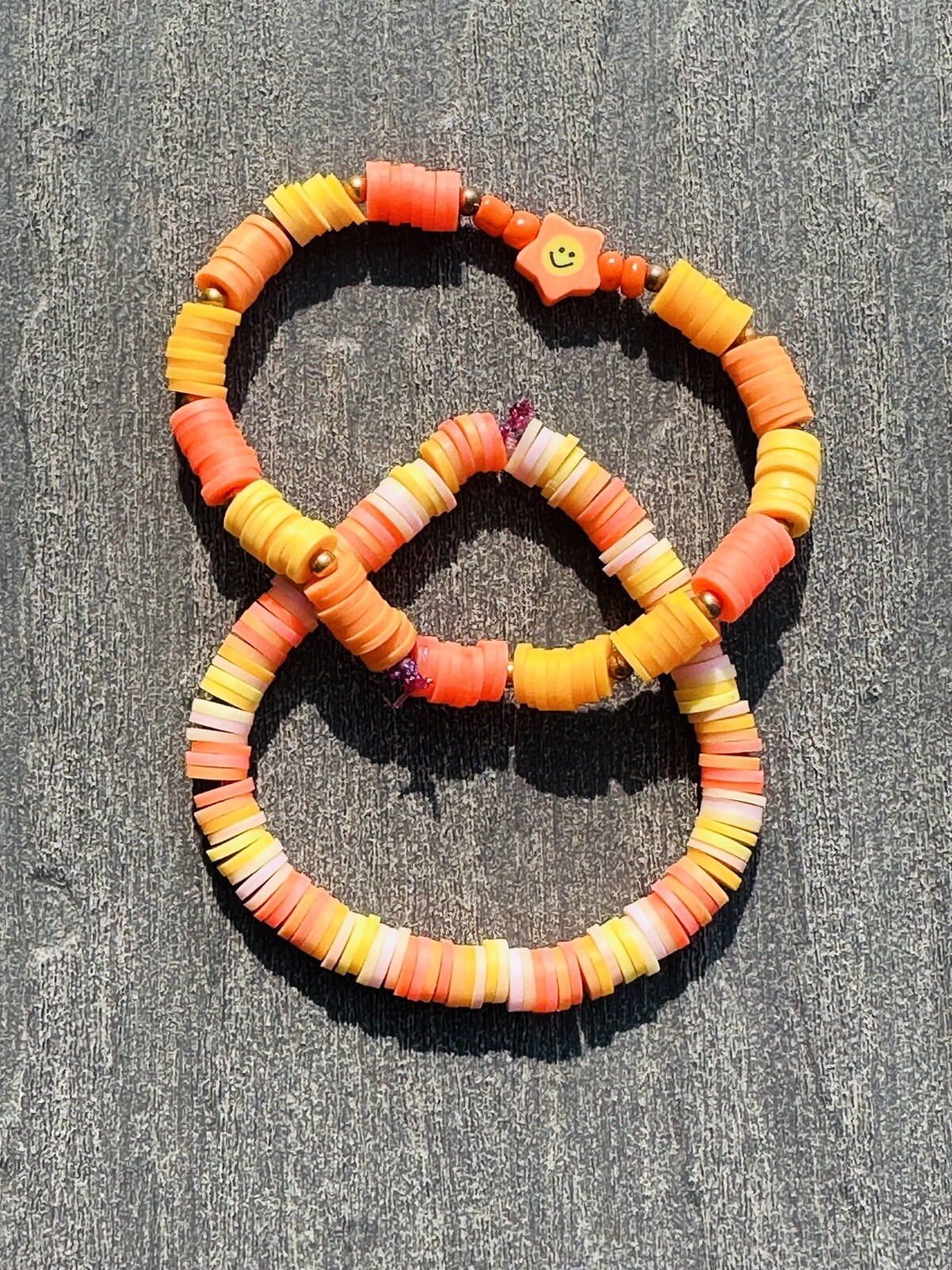2 Orange clay bead bracelet - Very Pretty