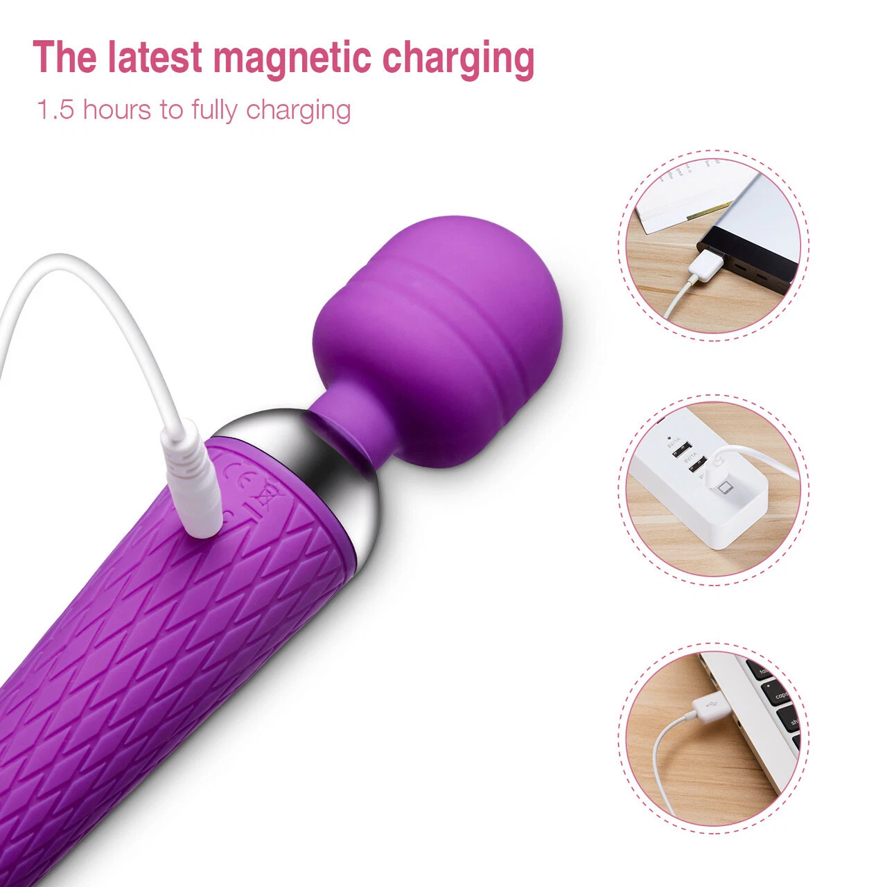 2024 Handheld Massager Wand Vibrating Massage Full Body Therapy Multi-Speed