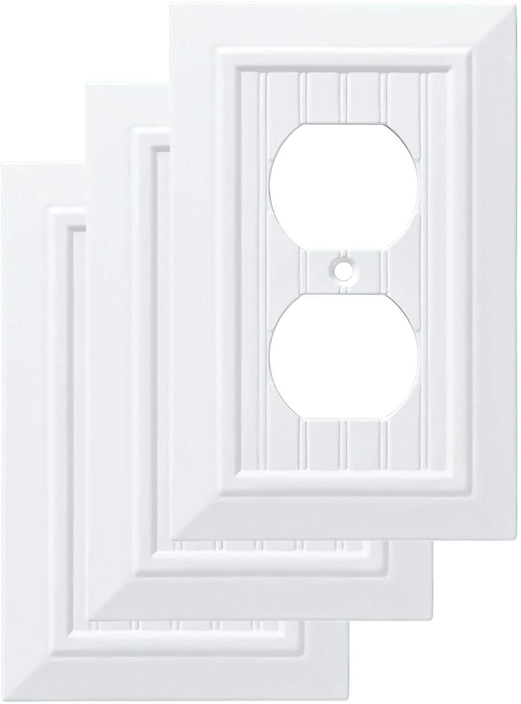 Franklin Brass W35266-PW Pure White Beadboard Single Duplex Wall Plate 3 Pack