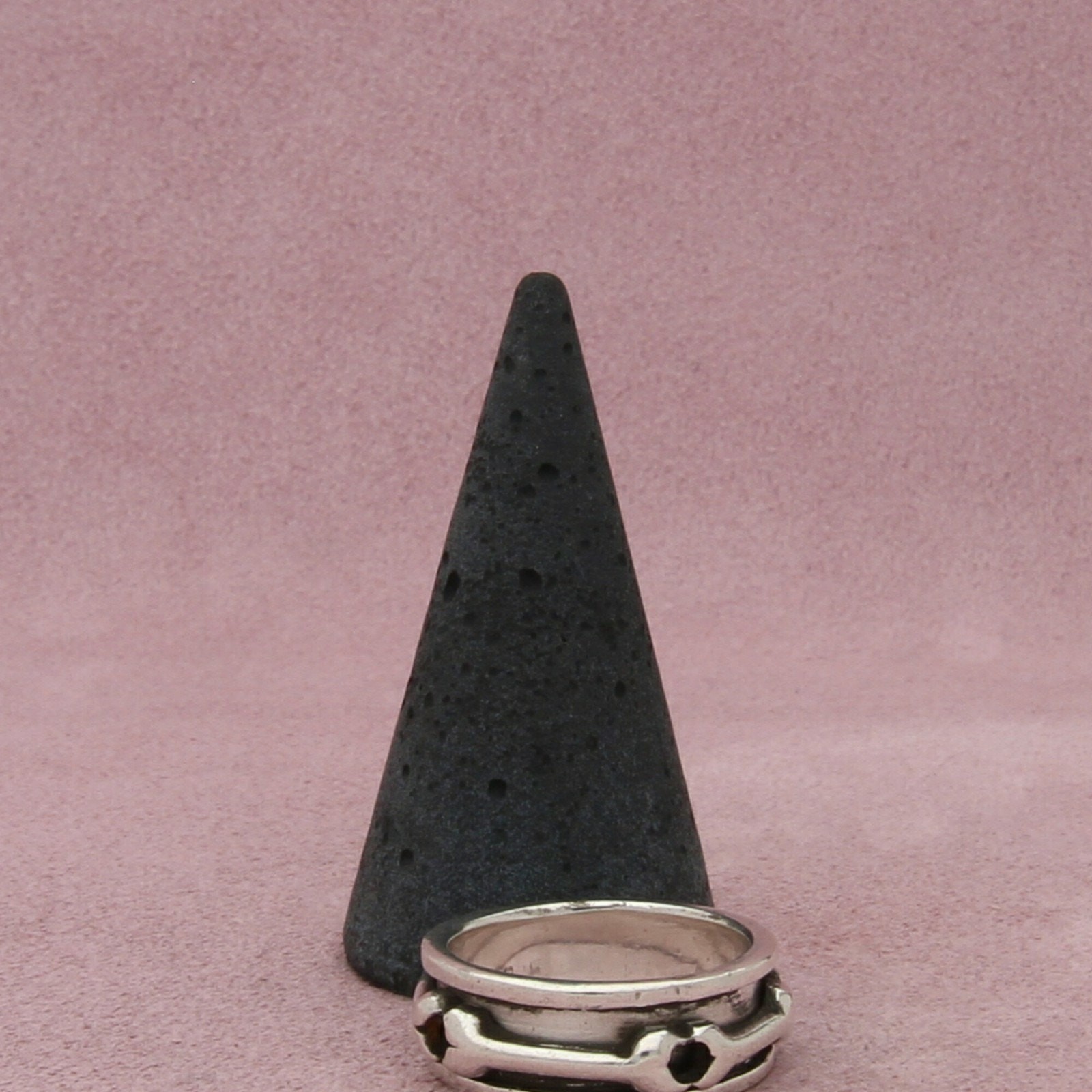sterling silver mens vintage bones spinner band ring size 8.75