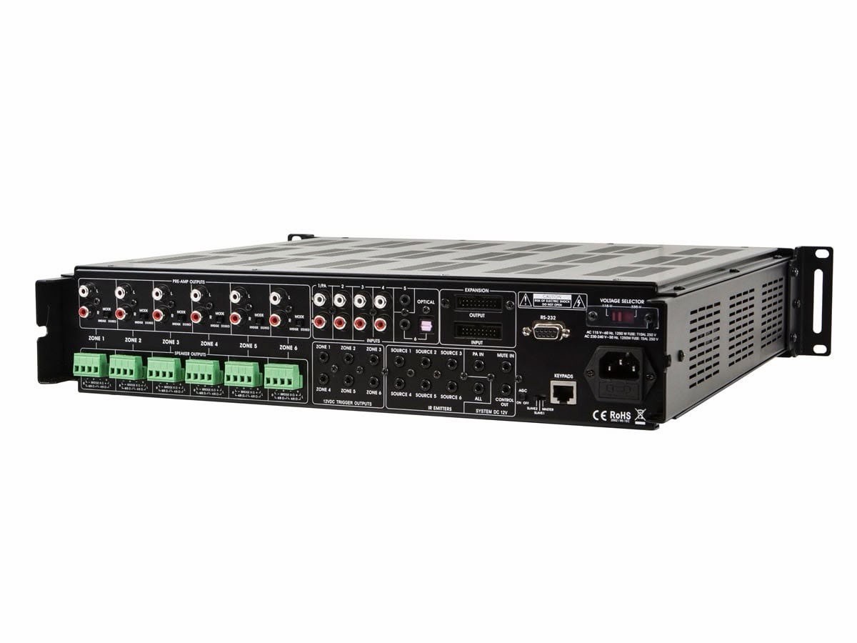 HMAUT MRP-62 6-Zone Rack Mount Distribution Amplifier 30W RCA/TOSLINK