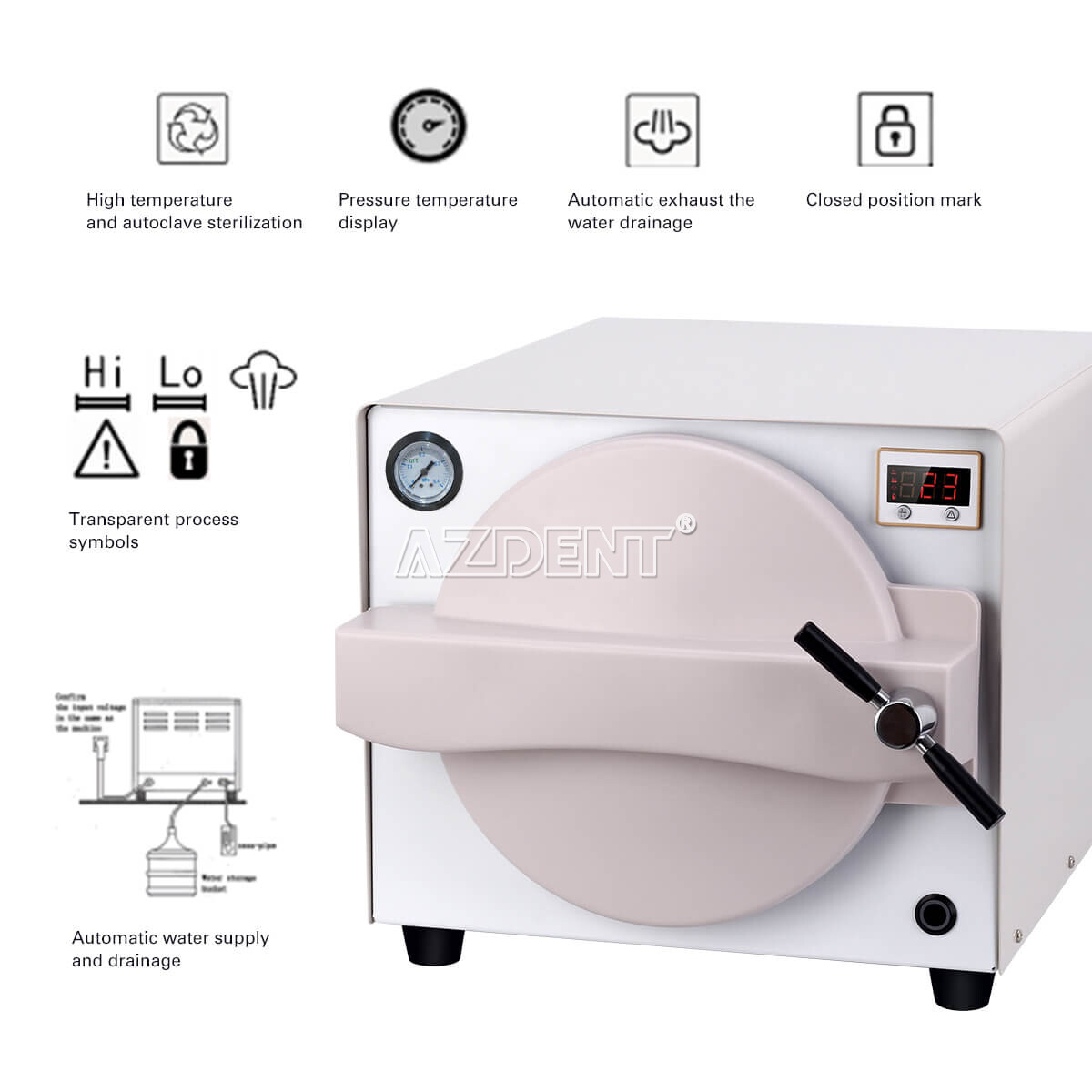 Dental Autoclave Steam Sterilizer Medical Drying Class B Steam Sterilizer + Gift