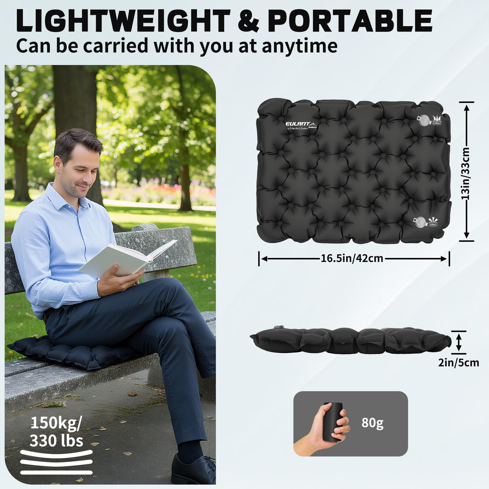 Inflatable Seat Cushion for Travel, Camping, Stadium, Office, and Sports Events