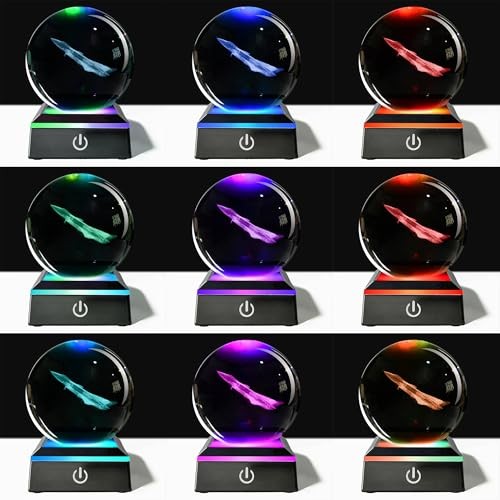 3D Crystal Ball Airplane with Variable-Color Light Base, Night Light, airplane