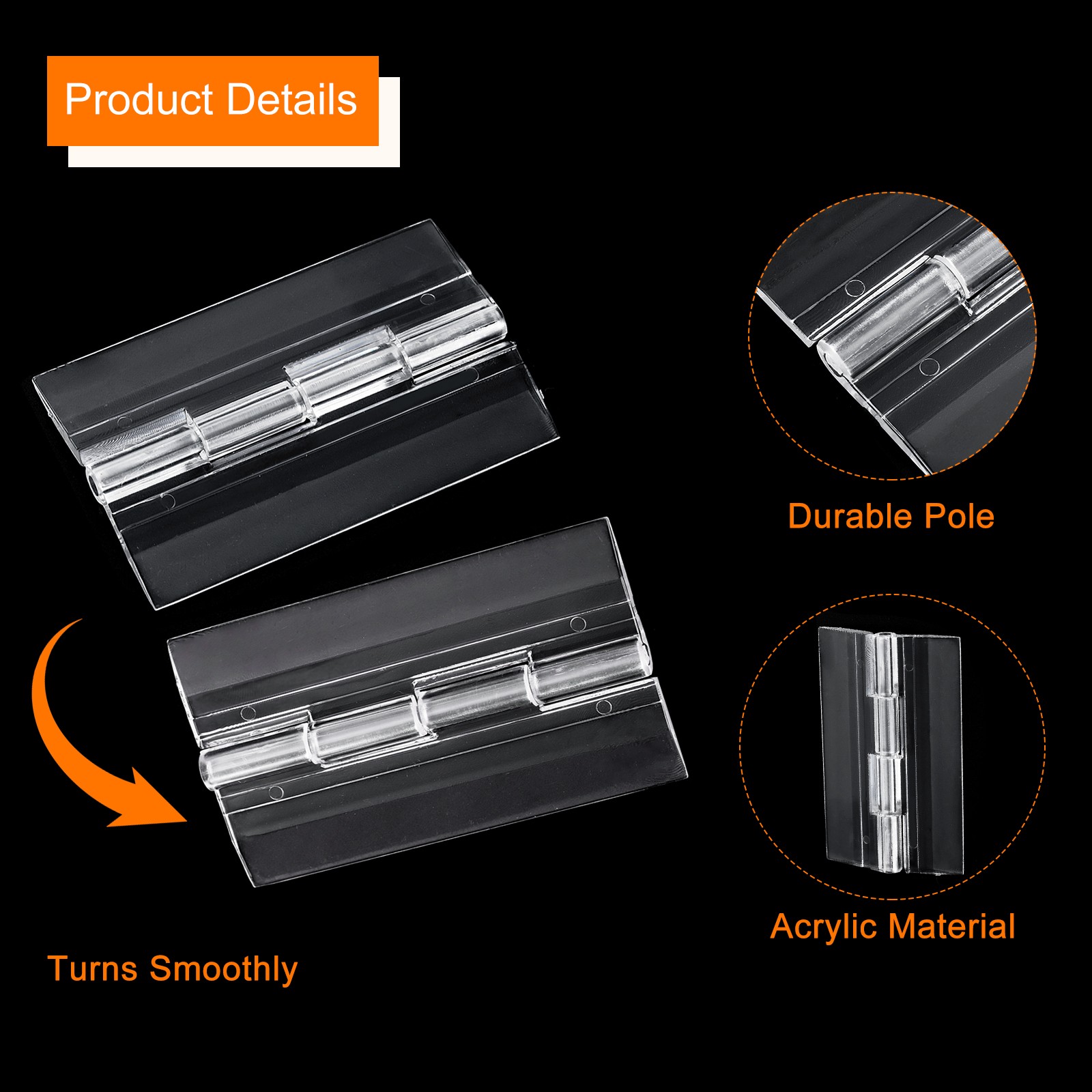 10pcs acrylic hinges, transparent acrylic folding hinge (65x40mm)