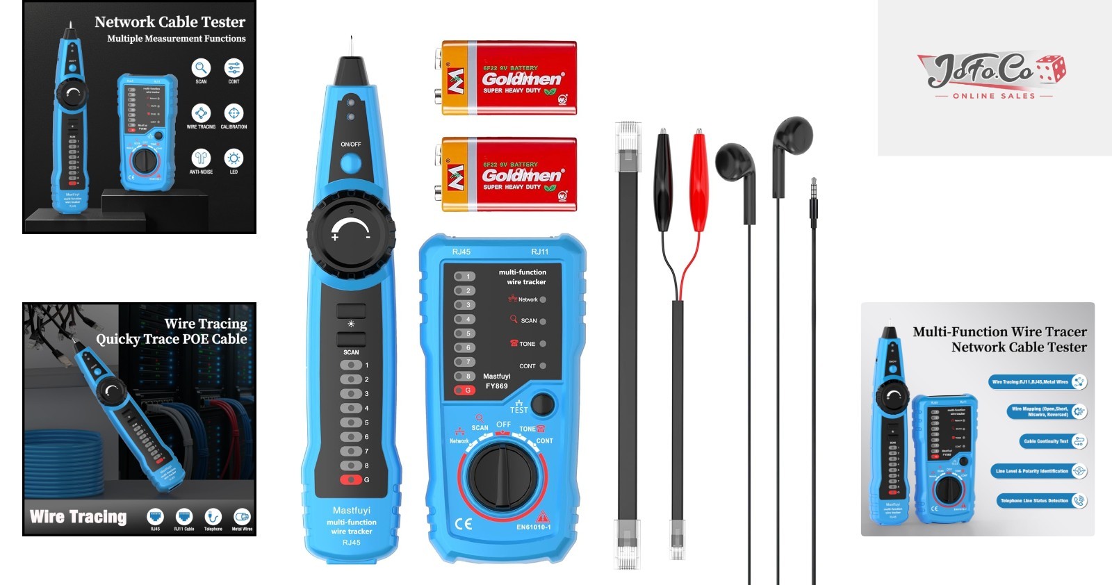 Multifunction Network Cable Tester & Line Finder for RJ11/RJ45 - Portable Design