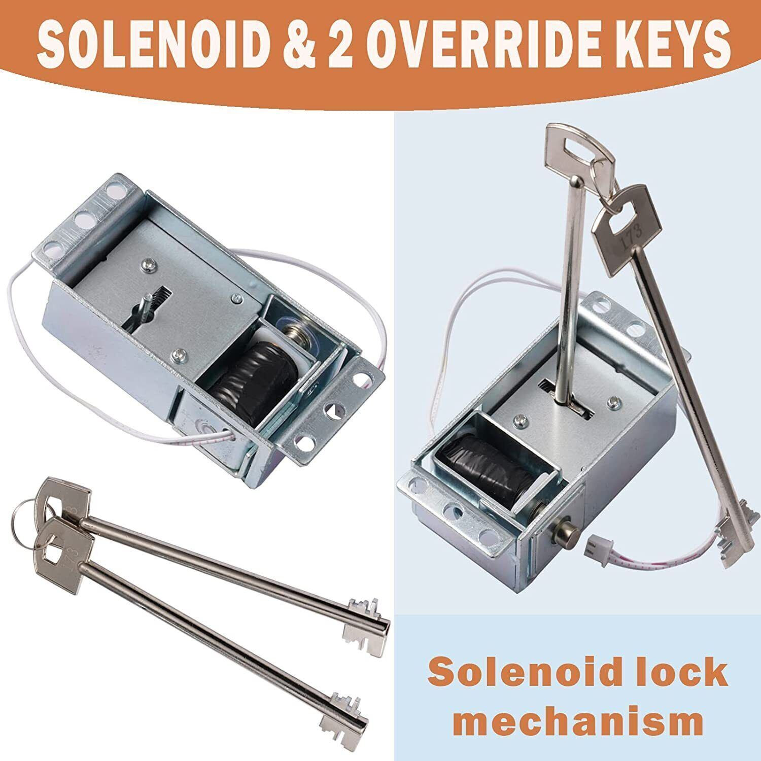 Gun Safe Lock Replacement Chrome Keypad Safe Electronic Lock Solenoid 2 Key