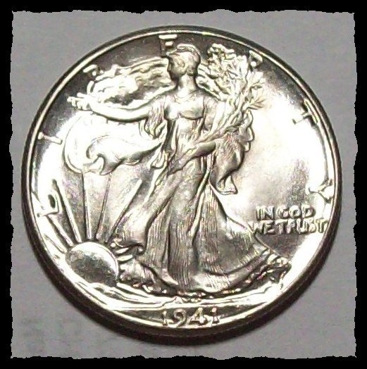 1941-P WALKING LIBERTY HALF DOLLAR  White Lustrous Choice BU #38D70 .900 SILVER