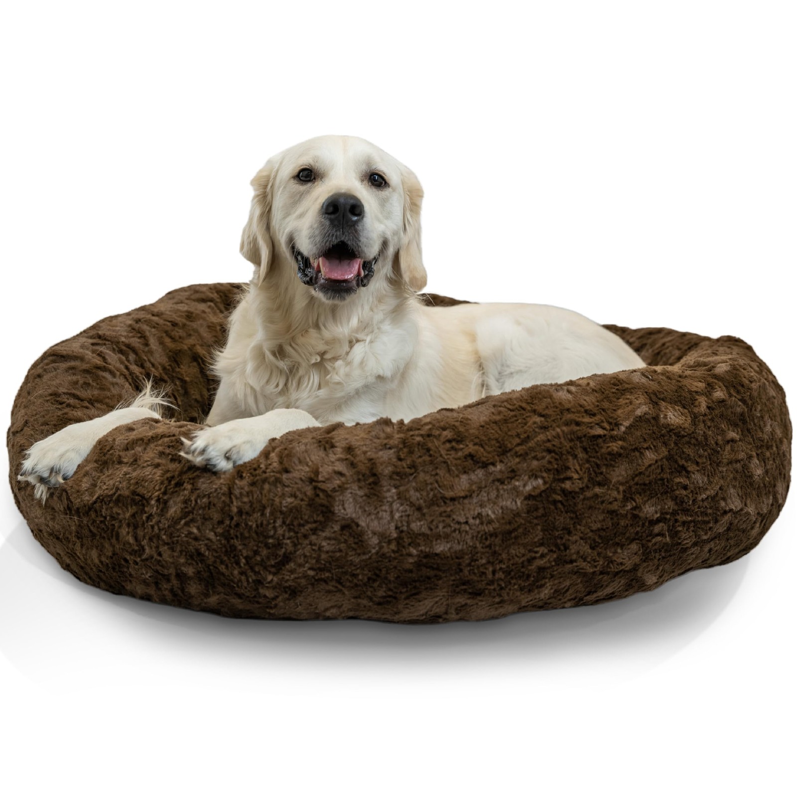 Best Friends by Sheri Calming Donut Dog Bed Washable Plush Pet Bed w/ Faux Fur