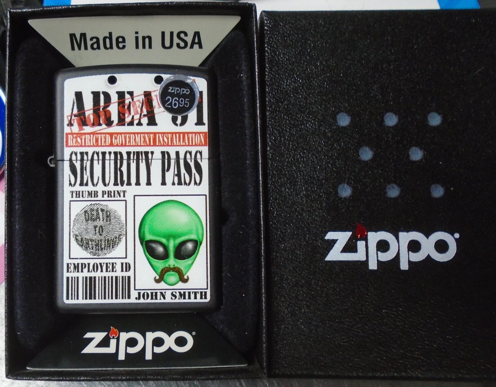 Zippo 28437 Fantasy Area 51 Black Matte In original box with tags June 2013