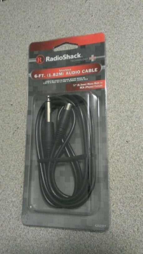 NEW RadioShack 6 FT Audio Cable 1/4 6.3mm Mono Male To RCA Phono Female 4202377
