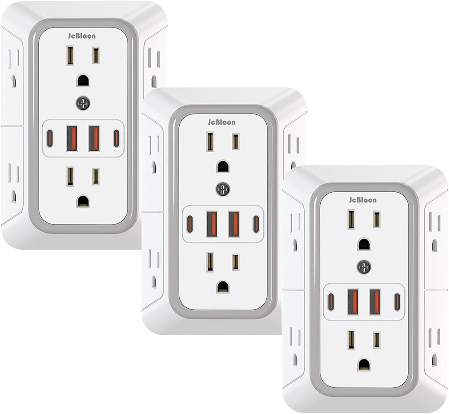 3 Pack Surge Protector Outlet Extender, 6 Outlet Splitter with 4 USB Ports (2 US
